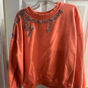 Embellished Orange Sweatshirt
